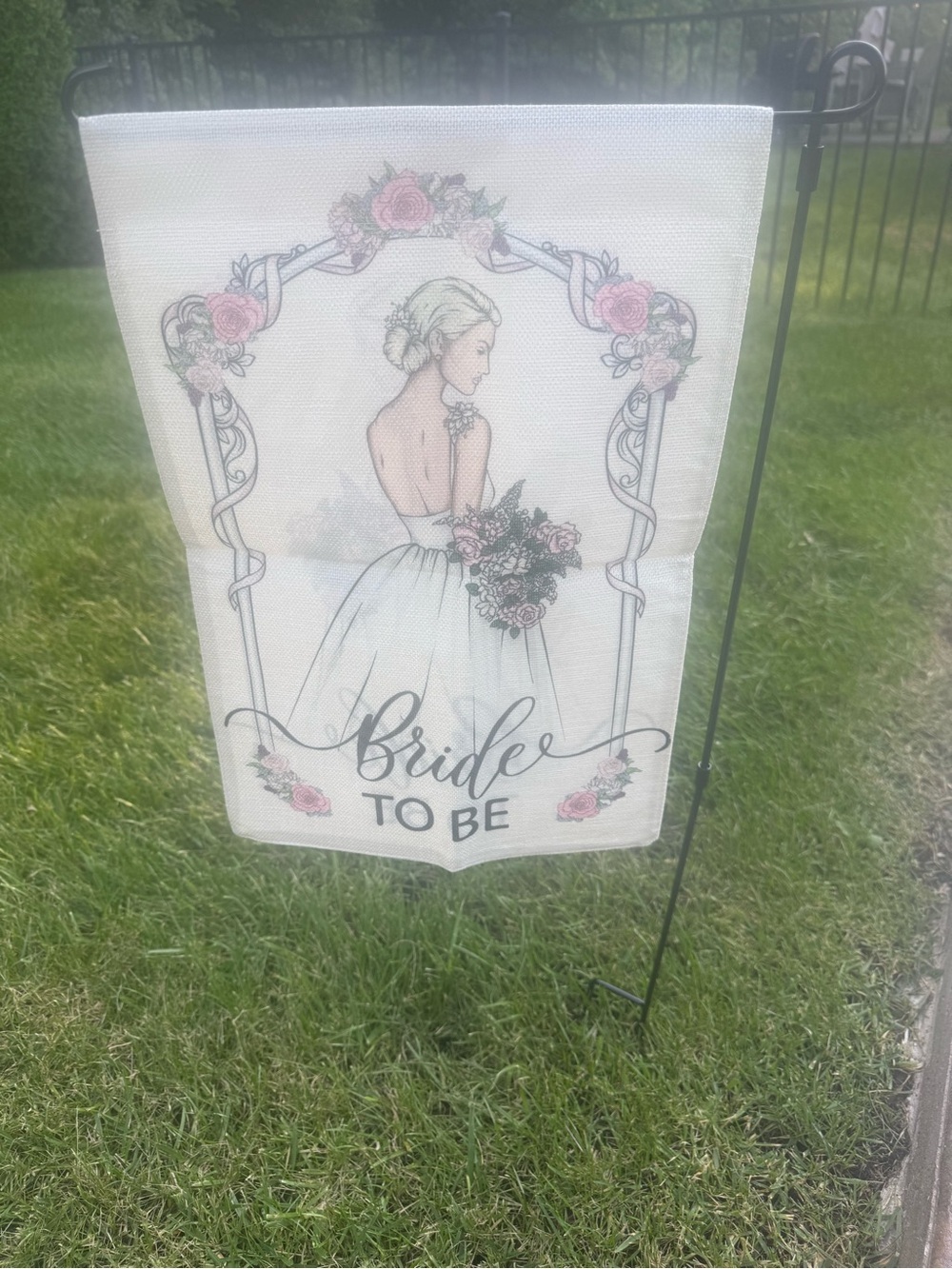 Bride to Be Garden Flag WITH Metal Stand Stake Bridal Shower